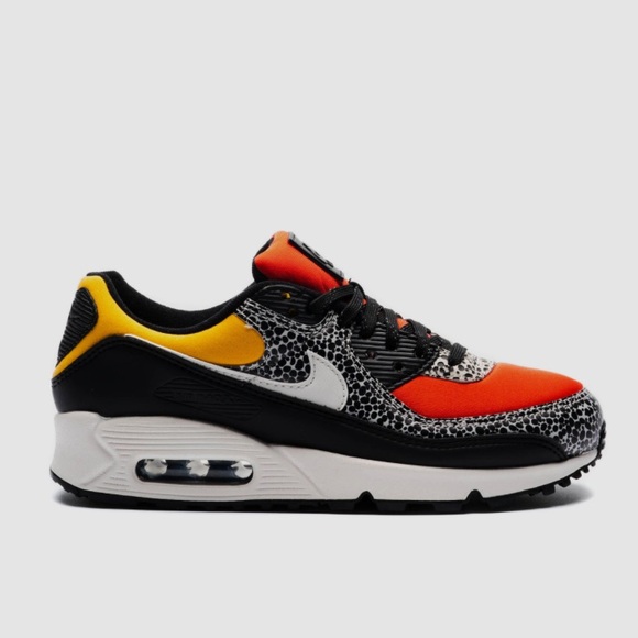 NIKE AIR MAX 90 SAFARI BLACK/PHANTOM-CHILE RED-POLLEN WMNS SIZE 9.5 M - Picture 5 of 13